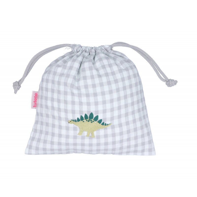 TUTETE Bolsa Merienda Dinosaurio cuadros celeste