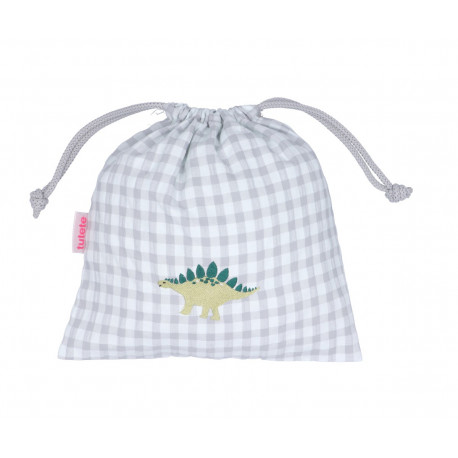 TUTETE Bolsa Merienda Dinosaurio cuadros celeste