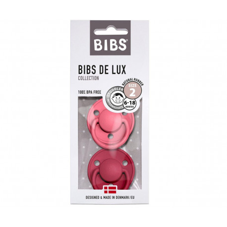 TUTETE Bibs de Lux Chupete Coral/Ruby +6 Meses 2 Uds
