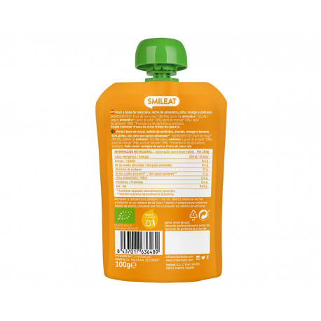 SMILEAT Pouch Leche de Almendra, Mango y Piña 100 g