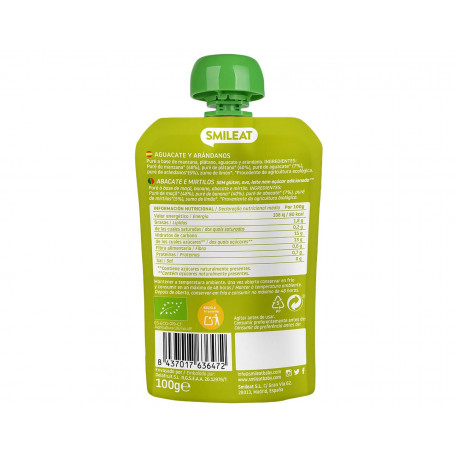 SMILEAT Pouch Aguacate y Arándanos 100 g