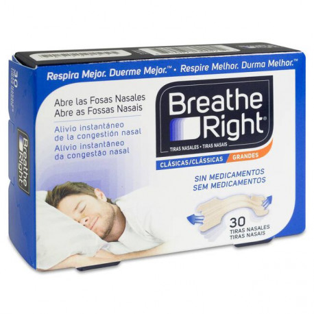 BREATHE RIGHT Clásicas Tiras Nasales 30 Unidades