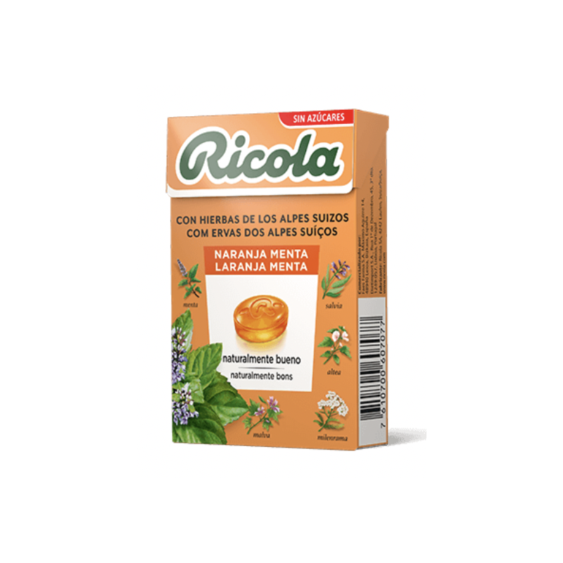 RICOLA Caramelos sin Azúcar Sabor Naranja 50 g
