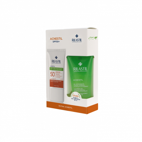 RILASTIL Acnestil Pack Protector solar SPF50+ 40 ml + Regalo Gel Limpiador 50 ml