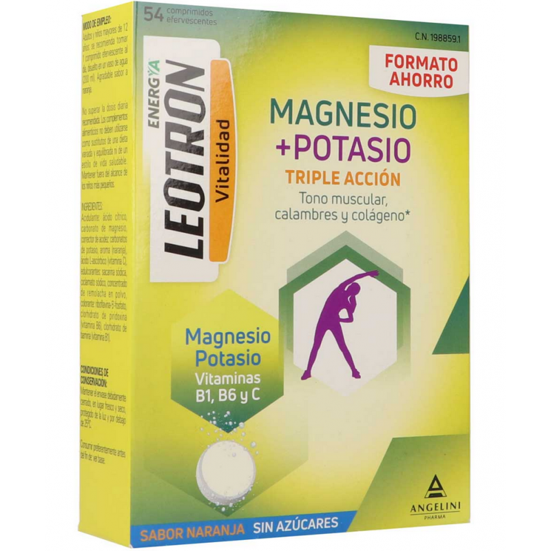 LEOTRON Magnesio + Potasio 54 Comprimidos Efervescentes