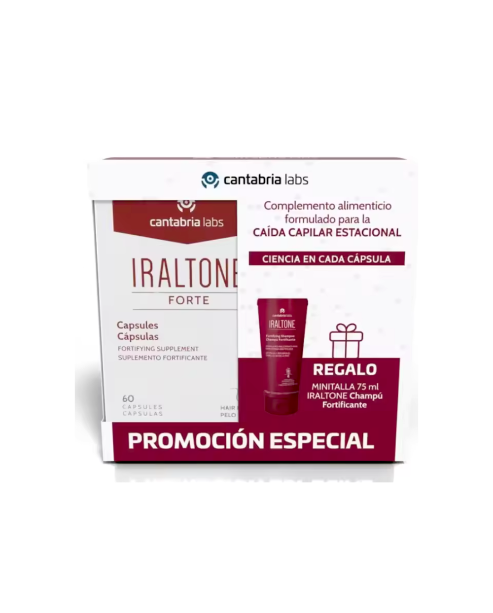 IRALTONE Forte 60 Cápsulas + REGALO Champú Fortificante 75 ml