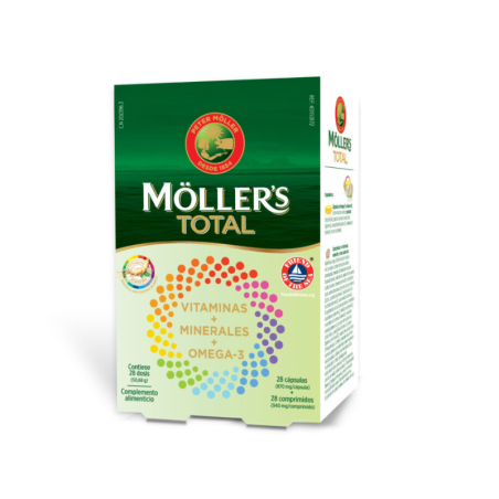 MÖLLER´S Total Vitaminas + Minerales + Omega-3, 28 Cápsulas, + 28 Comprimidos