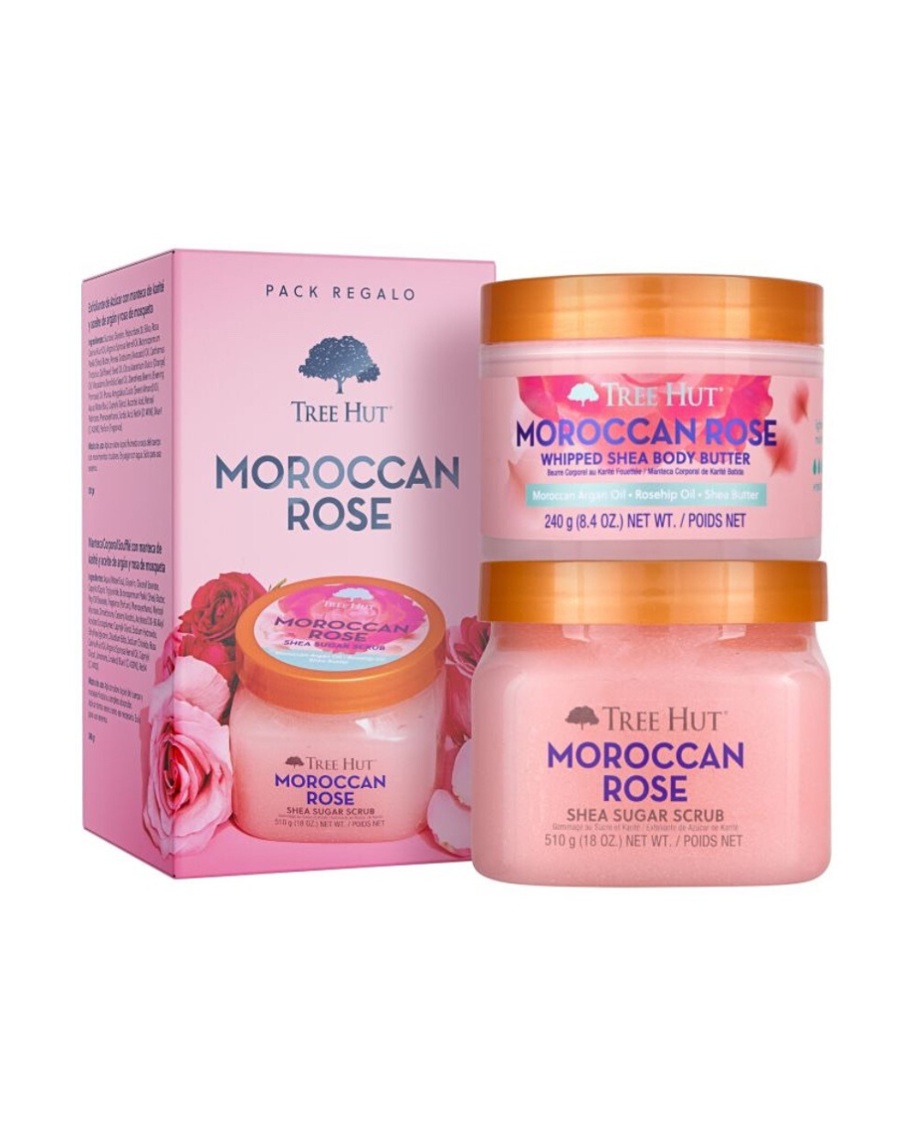 TREE HUT Pack moroccan rose exfolienate de azucar 510g + manteca corporal 240g
