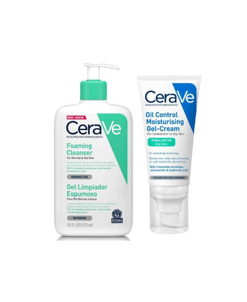 CERAVE Pack Gel limpiador Espumoso 473ml + CERAVE Oil Control Gel-Crema Hidratante 52 ml