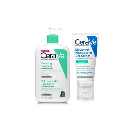 CERAVE Pack Gel limpiador Espumoso 473ml + CERAVE Oil Control Gel-Crema Hidratante 52 ml