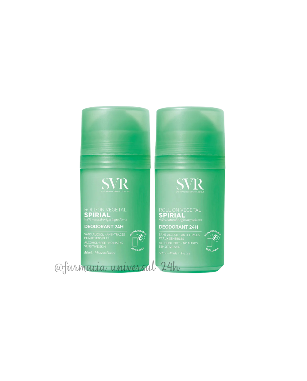 SVR Spirial Duplo Roll On vegetal desodorante antitranspirante 2x50 ml
