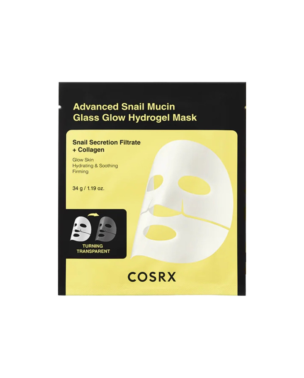 COSRX Advanced snail mucin glass glow hydrogel mascarilla facial regenerante