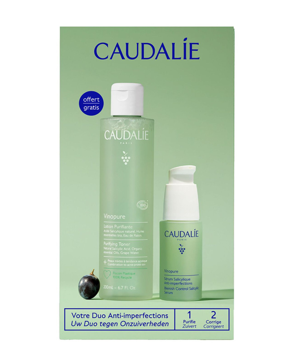 CAUDALIE Vinopure Loción Tonificante 200 ml + Sérum 30 ml