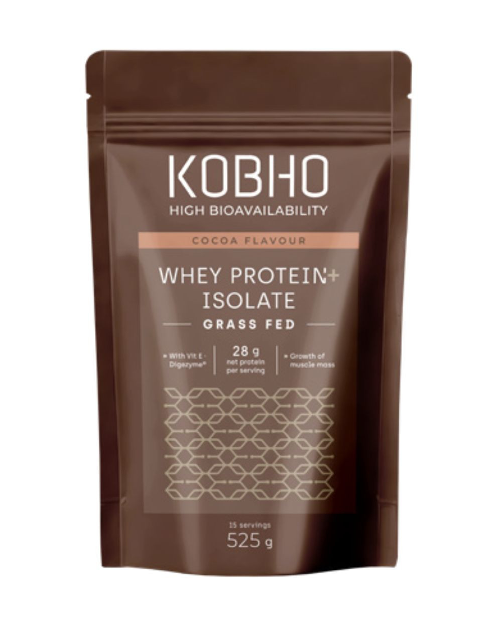 KOBHO Proteína Whey Aislada Sabor Cacao 525g