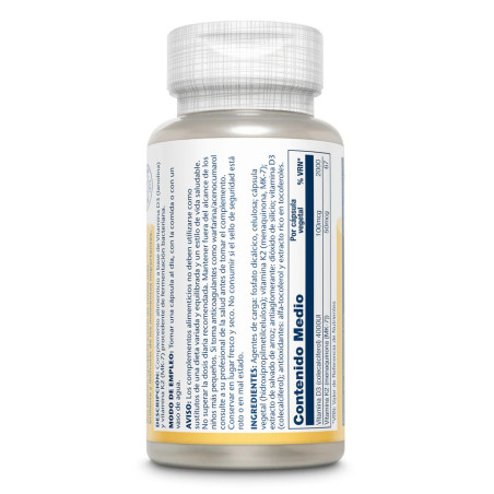 SOLARAY Vitamina D3 + K2 120 Cápsulas
