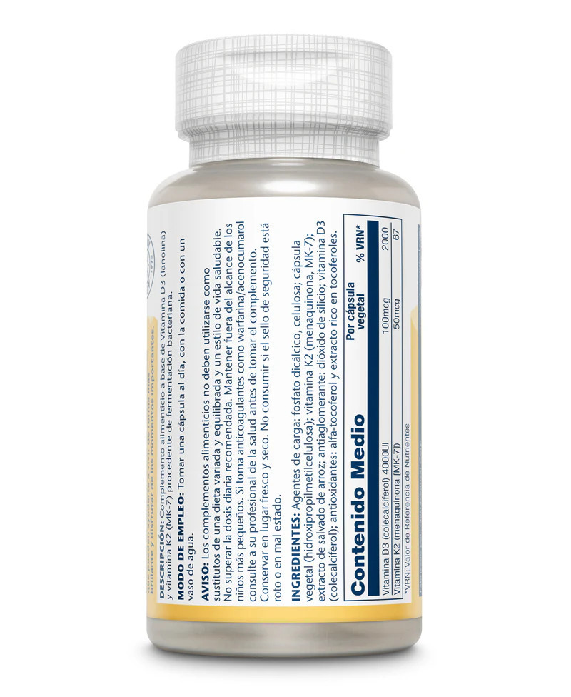 SOLARAY Vitamina D3 + K2 60 Cápsulas
