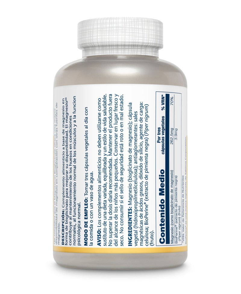 SOLARAY Magnesio Blisglicinato 120 Cápsulas