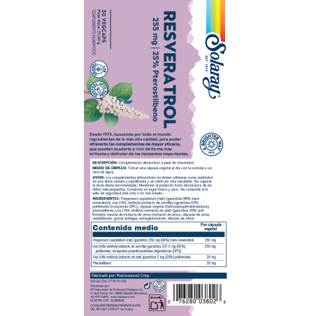 SOLARAY Resveratrol 30 Cápsulas