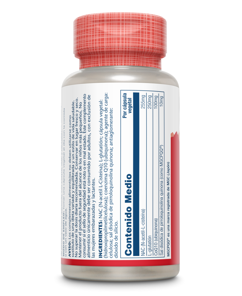 SOLARAY PQQ + CoQ10 + Glutathione + NAC 30 Cápsulas
