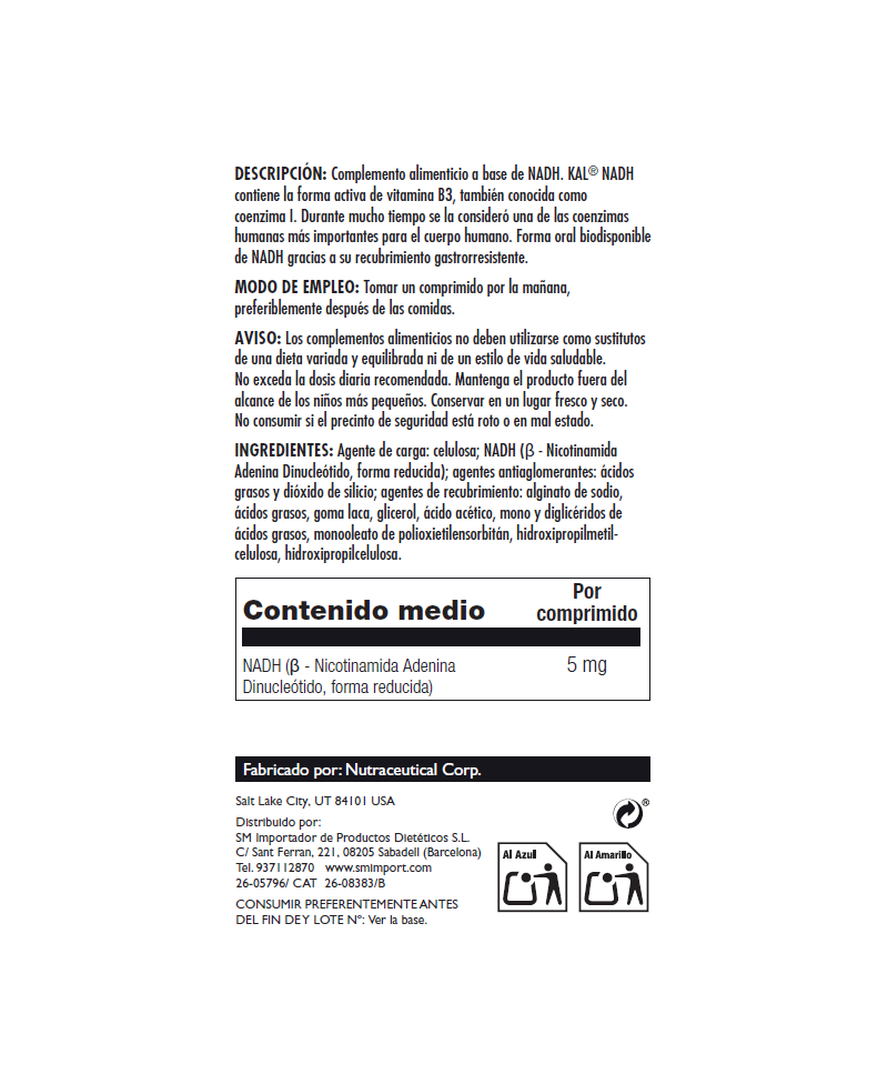 KAL NADH 5 mg 30 Comprimidos