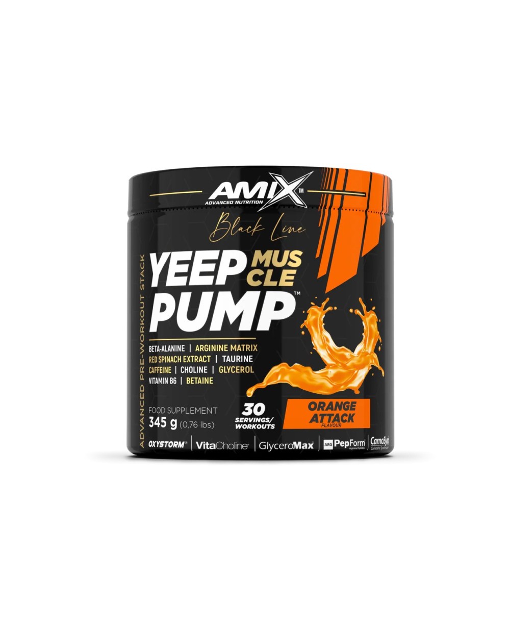AMIX Pre-entreno Yeep pump con cafeína sabor naranja 345g