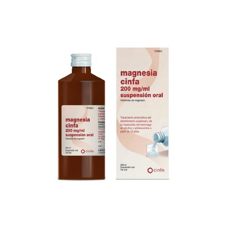 MAGNESIA CINFA 200 MG/ ML SUSPENSION ORAL, 1 FRASCO DE 260 ML
