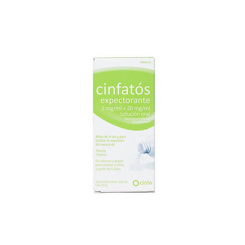 CINFATOS EXPECTORANTE 2 MG/ML + 20 MG/ML SOLUCION ORAL , 1 FRASCO DE 125 ML