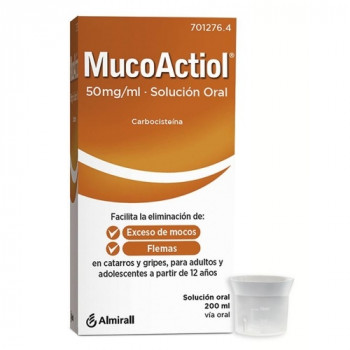 MUCOACTIOL 50 MG/ML SOLUCIÓN ORAL , 1 FRASCO DE 200 ML
