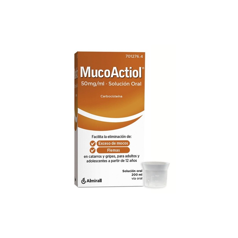 MUCOACTIOL 50 MG/ML SOLUCIÓN ORAL , 1 FRASCO DE 200 ML