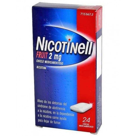 NICOTINELL FRUIT 2 MG CHICLE MEDICAMENTOSO, 24 CHICLES