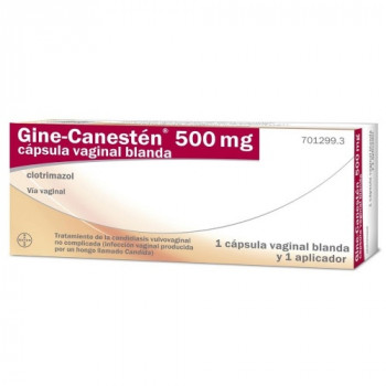 GINE-CANESTEN 500 MG CAPSULA VAGINAL BLANDA ,  1 CAPSULA VAGINAL BLANDA + 1 APLICADOR