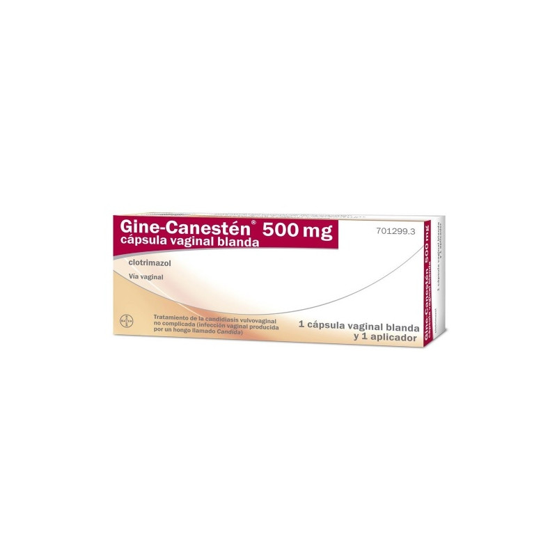 GINE-CANESTEN 500 MG CAPSULA VAGINAL BLANDA ,  1 CAPSULA VAGINAL BLANDA + 1 APLICADOR