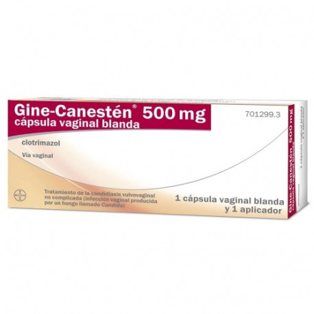GINE-CANESTEN 500 MG CAPSULA VAGINAL BLANDA ,  1 CAPSULA VAGINAL BLANDA + 1 APLICADOR
