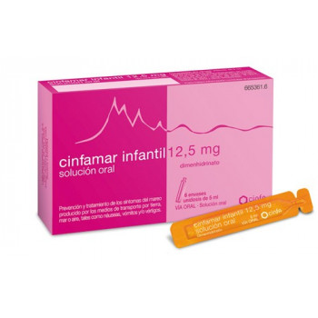 CINFAMAR INFANTIL 12,5 MG SOLUCION ORAL , 6 ENVASES UNIDOSIS DE 5 ML
