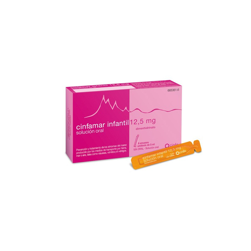 CINFAMAR INFANTIL 12,5 MG SOLUCION ORAL , 6 ENVASES UNIDOSIS DE 5 ML
