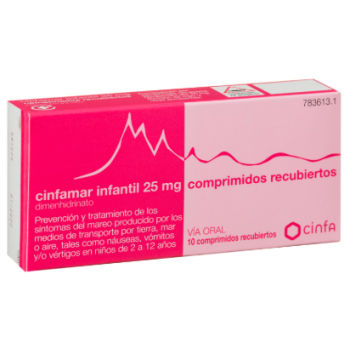 CINFAMAR INFANTIL 25 MG COMPRIMIDOS RECUBIERTOS , 10 COMPRIMIDOS
