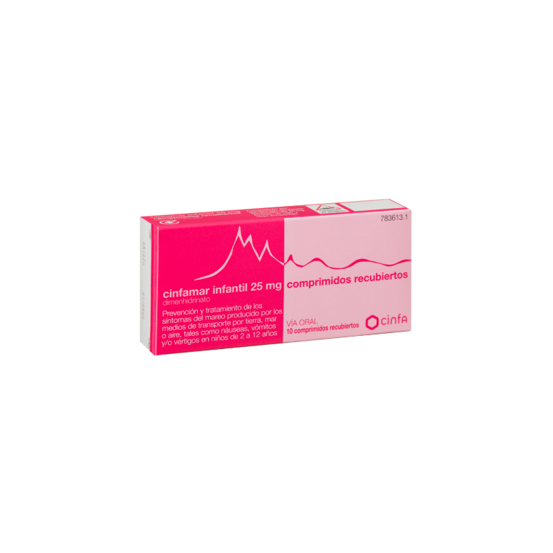 CINFAMAR INFANTIL 25 MG COMPRIMIDOS RECUBIERTOS , 10 COMPRIMIDOS