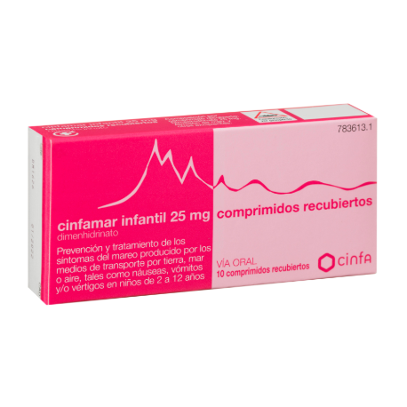 CINFAMAR INFANTIL 25 MG COMPRIMIDOS RECUBIERTOS , 10 COMPRIMIDOS