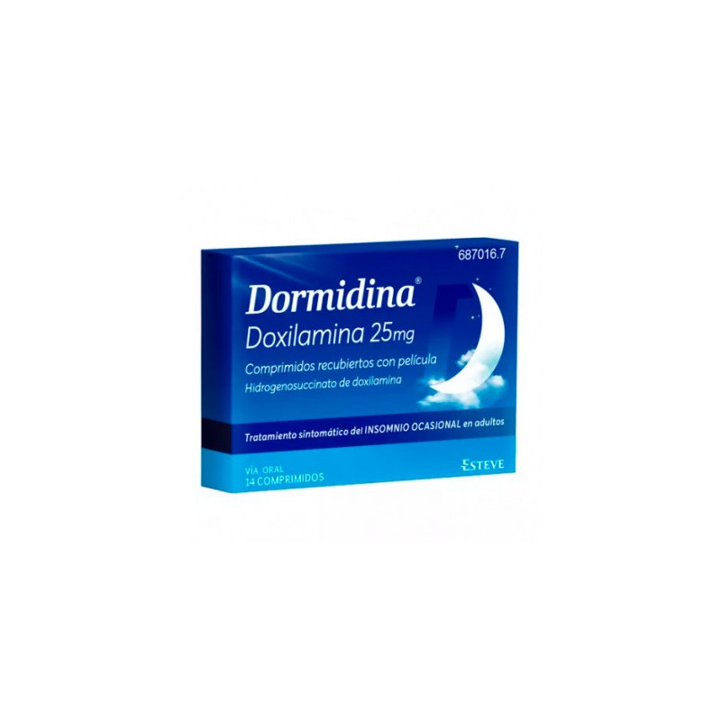 DORMIDINA DOXILAMINA 25 MG COMPRIMIDOS RECUBIERTOS CON PELICULA , 14 COMPRIMIDOS