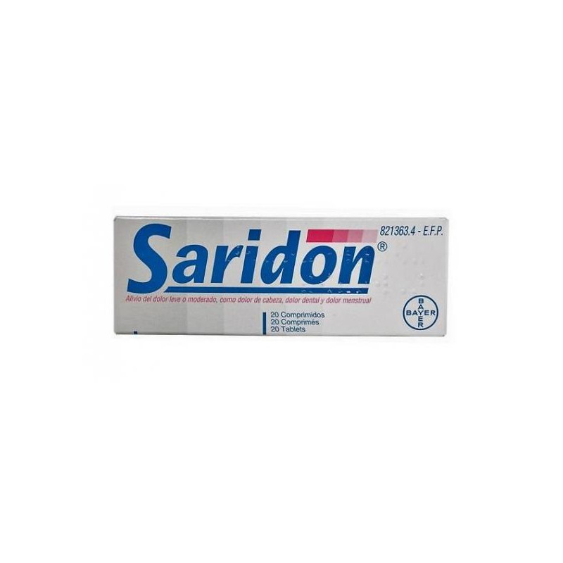 SARIDON 250 MG/150 MG/50 MG COMPRIMIDOS , 20 COMPRIMIDOS