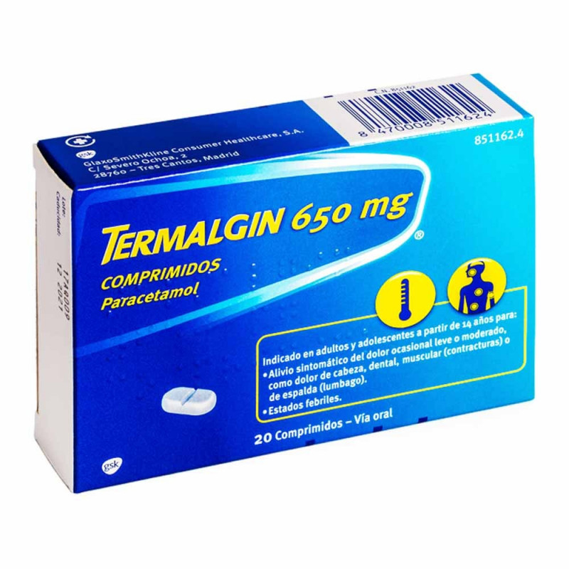 TERMALGIN 650 MG COMPRIMIDOS, 20 COMPRIMIDOS