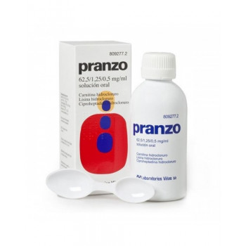 PRANZO 62,5 / 1,25 / 0,5 MG/ML SOLUCION ORAL, 1 FRASCO DE 200 ML