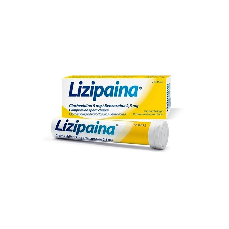 LIZIPAINA CLORHEXIDINA 5 MG/BENZOCAINA 2,5 MG COMPRIMIDOS PARA CHUPAR ,20 COMPRIMIDOS