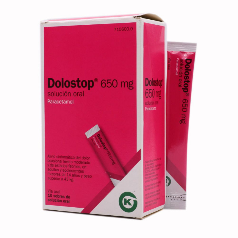DOLOSTOP 650 MG SOLUCION ORAL, 10 SOBRES