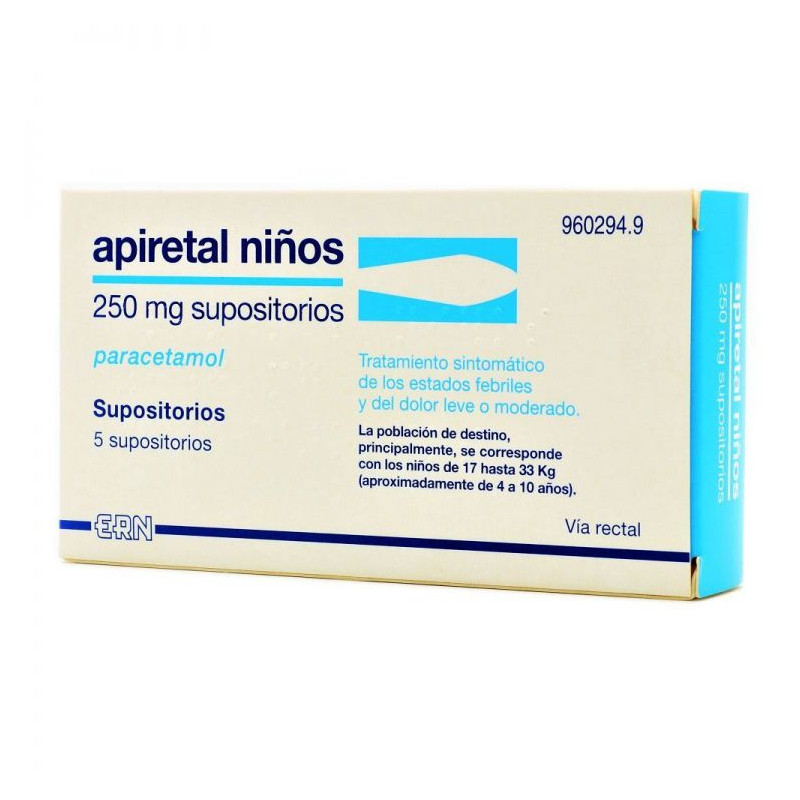 APIRETAL NIÑOS 250MG SUPOSITORIOS , 5 SUPOSITORIOS