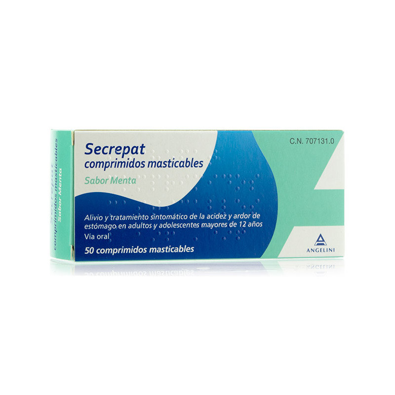 SECREPAT COMPRIMIDOS MASTICABLES SABOR MENTA , 50 COMPRIMIDOS