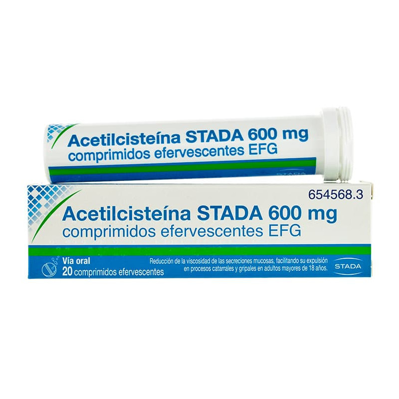 ACETILCISTEINA STADA 600 MG COMPRIMIDOS EFERVESCENTES EFG , 20 COMPRIMIDOS (TUBO)