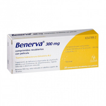 BENERVA 300 MG COMPRIMIDOS RECUBIERTOS CON PELICULA , 20 COMPRIMIDOS