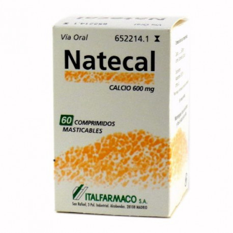 NATECAL 600 MG  COMPRIMIDOS MASTICABLES, 60 COMPRIMIDOS