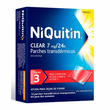 NIQUITIN CLEAR 7 MG/24 H PARCHES TRANSDERMICOS , 14 PARCHES
